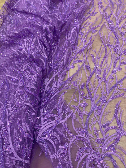 Broderie accesorizata cu paiete si margele , Mov Lila - MODEL BELLA