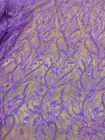 Broderie accesorizata cu paiete si margele , Mov Lila - MODEL BELLA