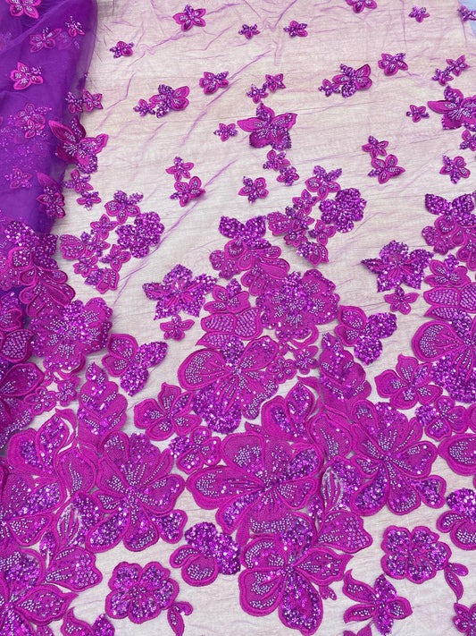 Broderie accesorizata cu paiete si margele , Mov - MODEL MELLY