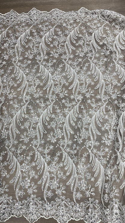 Broderie accesorizata cu paiete, alba - MODEL MARA