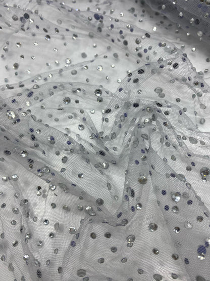 Tulle accesorizat cu multe strasuri , Argintiu