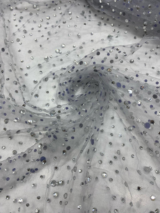 Tulle accesorizat cu multe strasuri , Argintiu