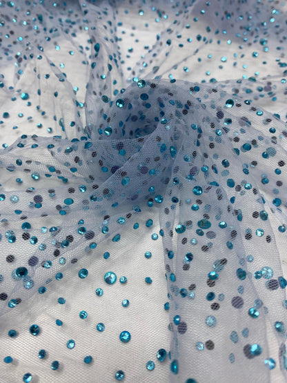 Tulle accesorizat cu multe strasuri , Blue