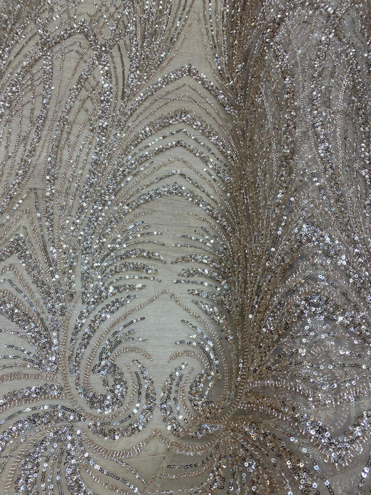 Broderie accesorizata cu paiete si margele , Auriu - MODEL SERENA