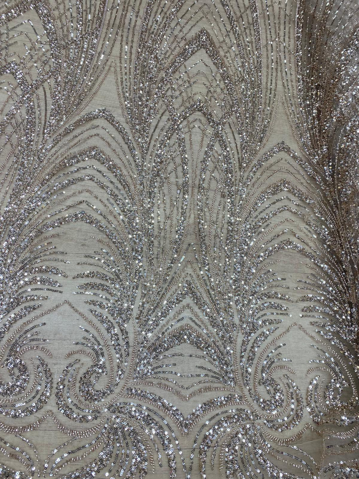Broderie accesorizata cu paiete si margele , Auriu - MODEL SERENA