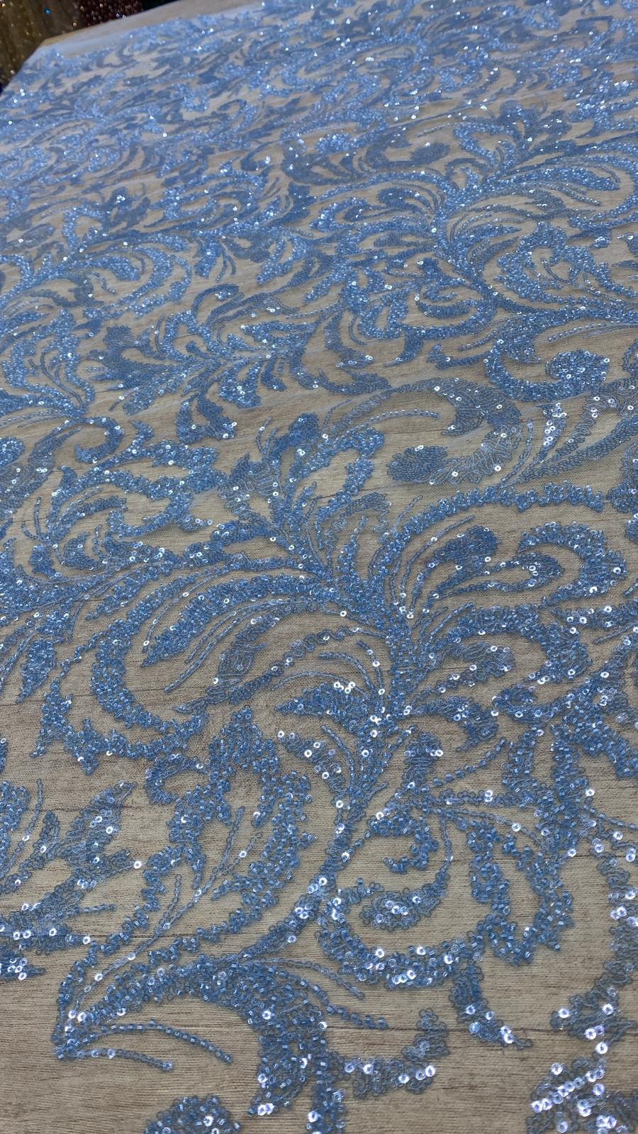 Broderie accesorizata cu paiete si margele , Blue - MODEL DENI