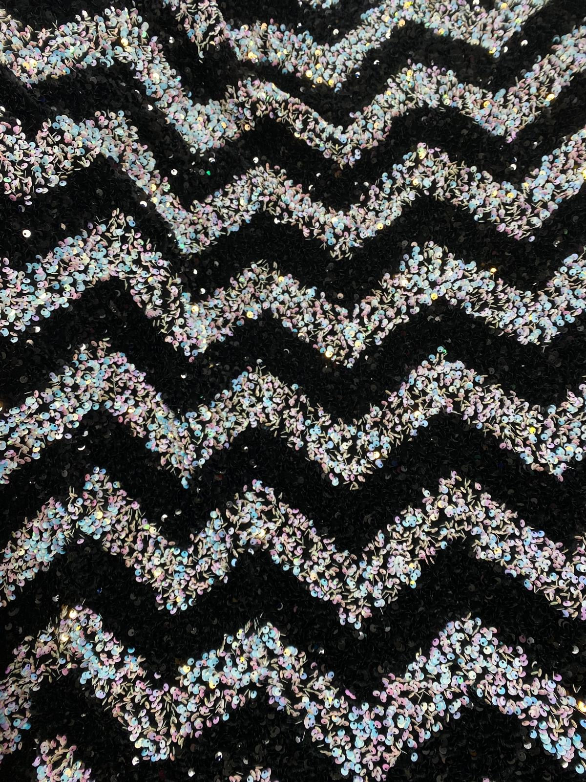 Paiete pe suport de catifea, model ZigZag, Negru-multicolor