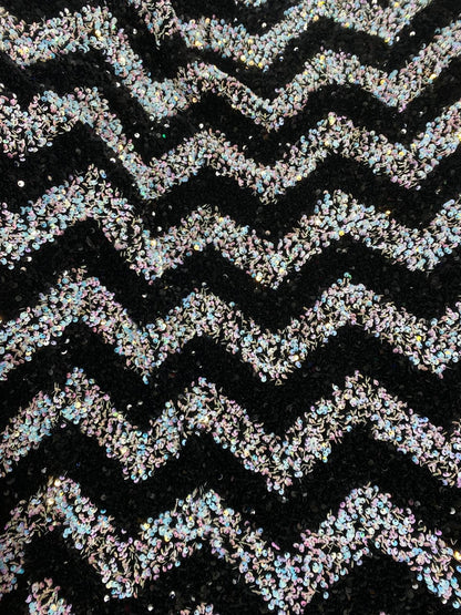 Paiete pe suport de catifea, model ZigZag, Negru-multicolor