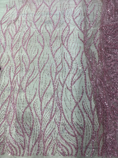 Broderie accesorizata cu paiete si margele, Roz - MODEL BEAUTY