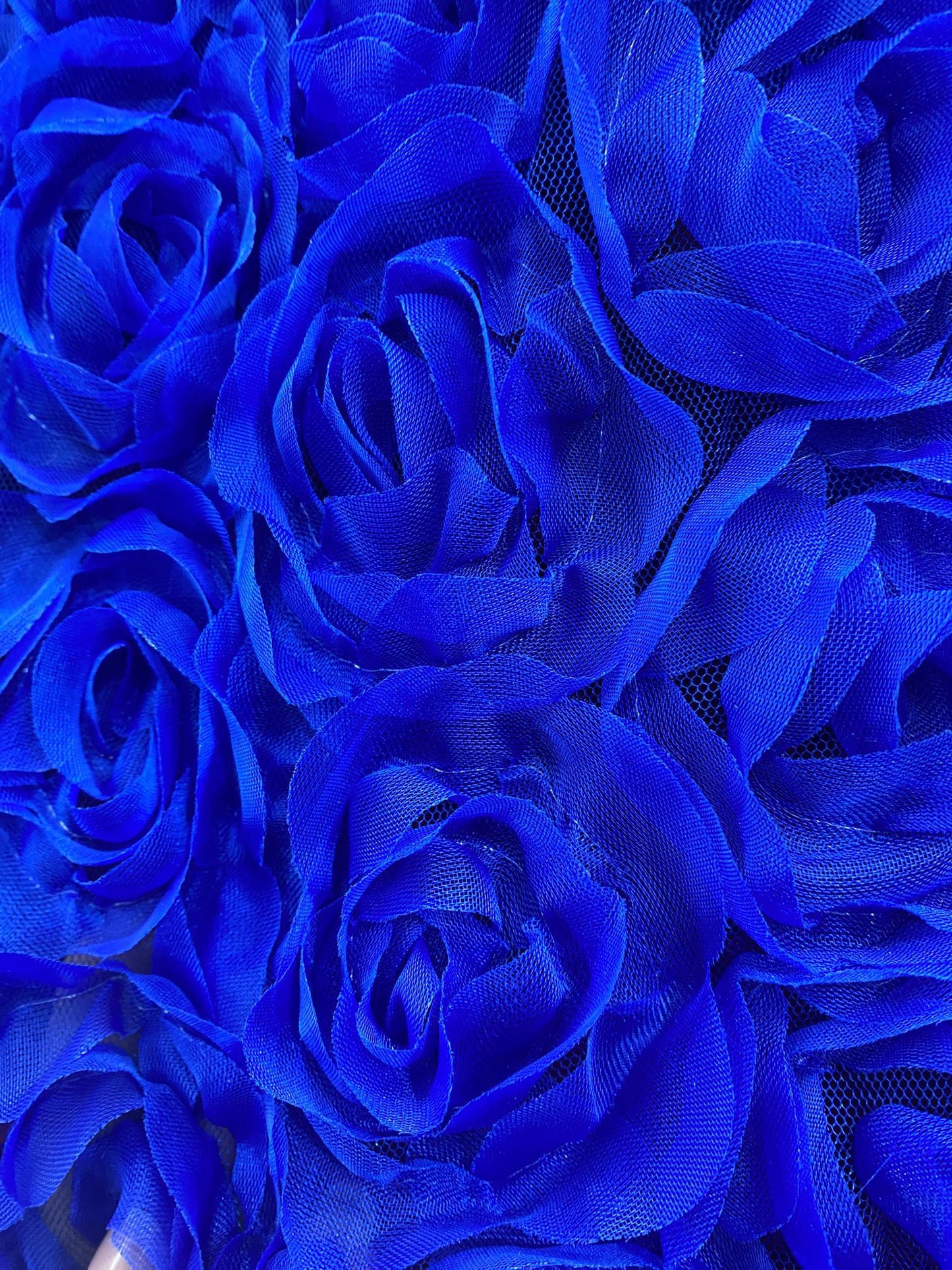 Floricele 3D pe suport de tulle , Albastru Royal