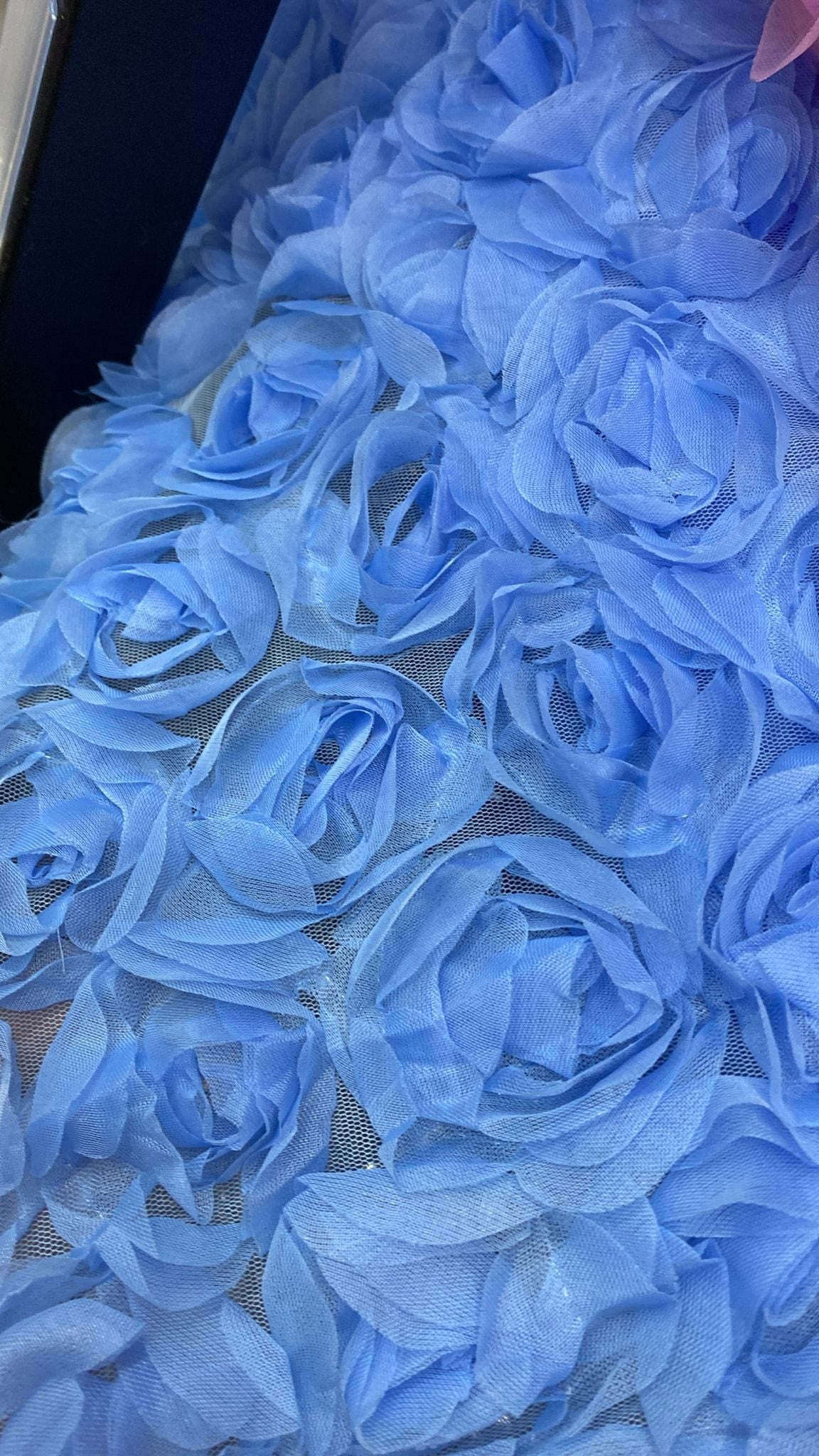 Floricele 3D pe suport de tulle , Blue