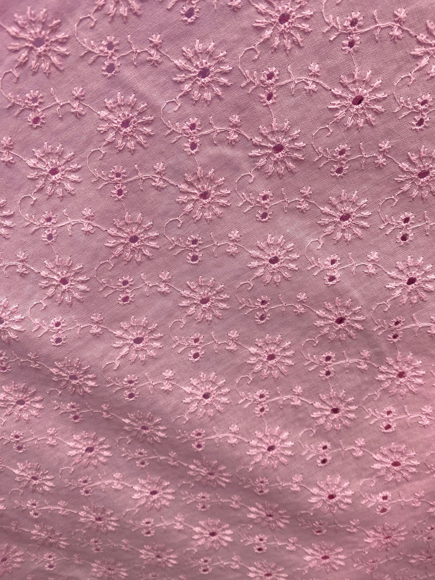 Bumbac Brodat, Roz - Model 2-  cu floricele