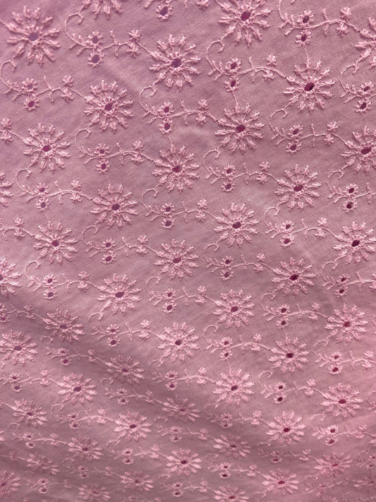 Bumbac Brodat, Roz - Model 2-  cu floricele
