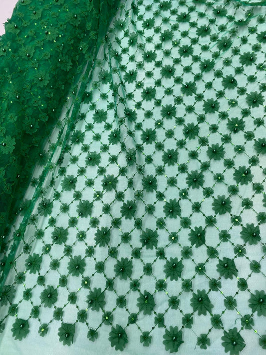 Dantela florala accesorizata, Verde