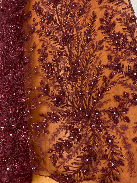 Broderie accesorizata cu paiete si margele, Grena - MODEL BIA