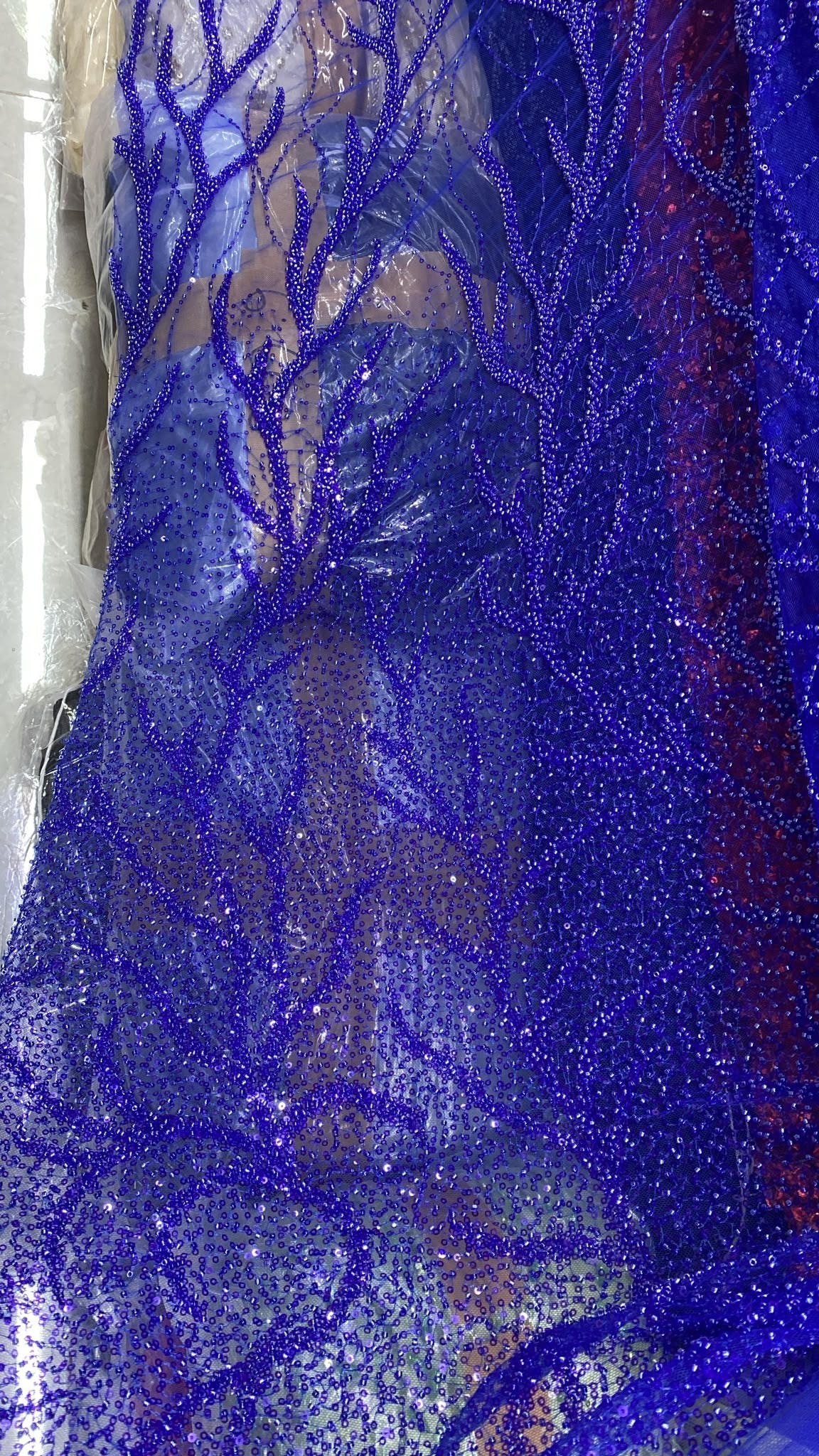 Broderie accesorizata cu margele, Albastru Royal  - MODEL HEBA