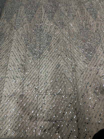 Broderie accesorizata cu paiete si margele, Argintiu / MODEL FILIZ