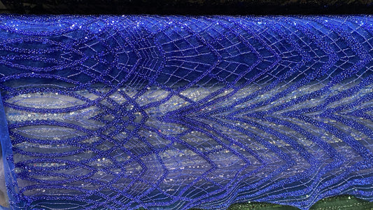 Broderie accesorizata cu margele, Albastru Royal  - MODEL GIZEH
