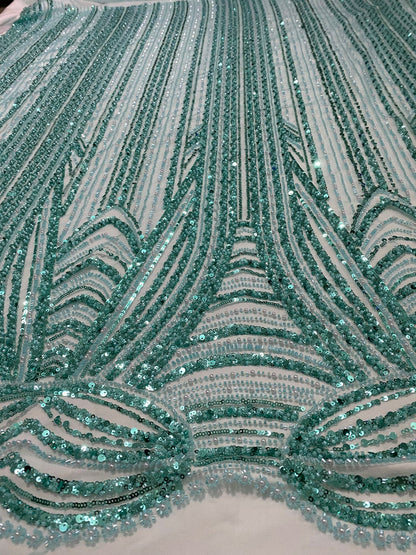 Broderie accesorizata cu paiete si margele, Verde Aqua , MODEL ZOE