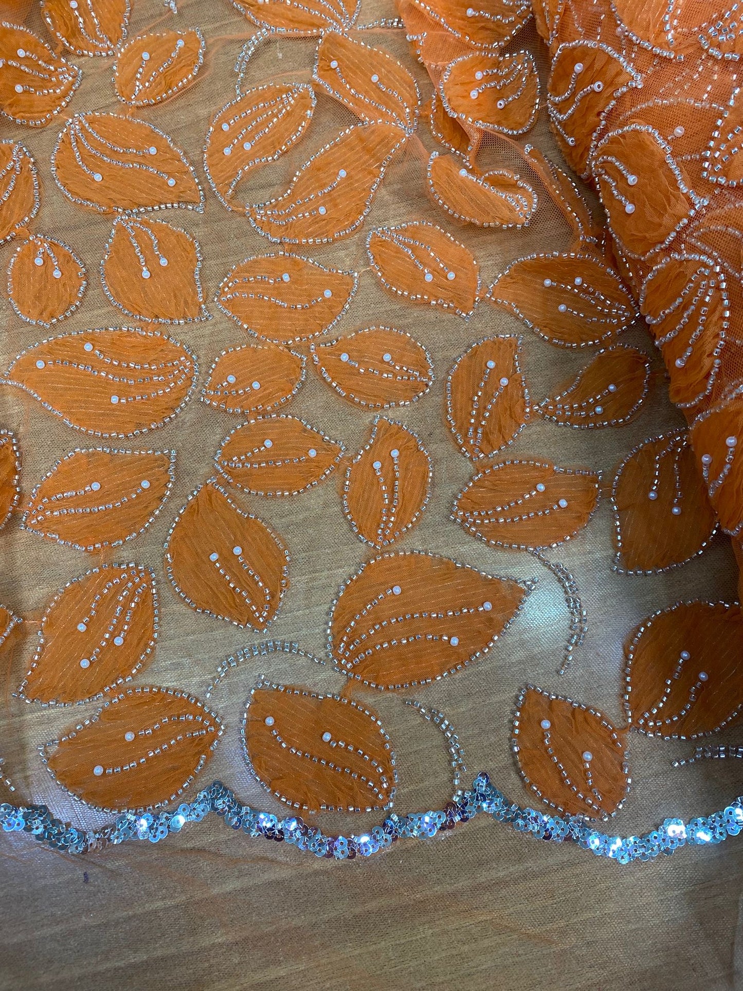 Broderie accesorizata cu margele, Portocaliu, Model CANDI