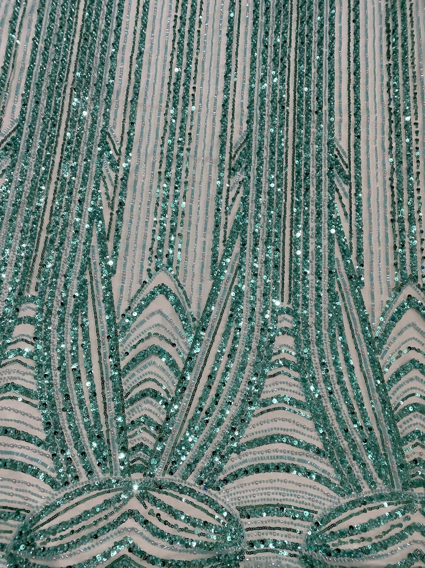 Broderie accesorizata cu paiete si margele, Verde Aqua , MODEL ZOE