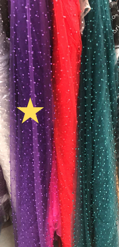 Tulle accesorizat, plin cu perle , Mov