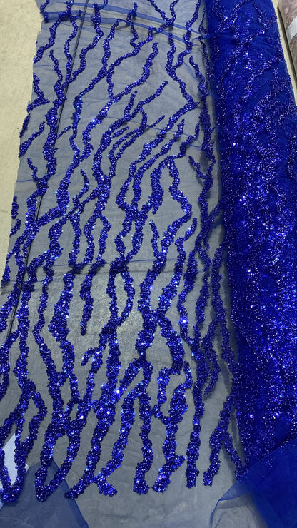 Broderie accesorizata cu margele, Albastru Royal  - MODEL BUSHRA
