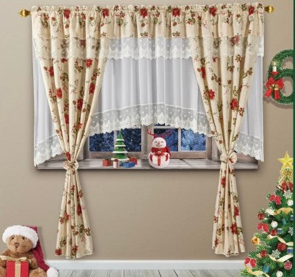 SET PERDEA CU DRAPERIE MOTIVE CRACIUN set06