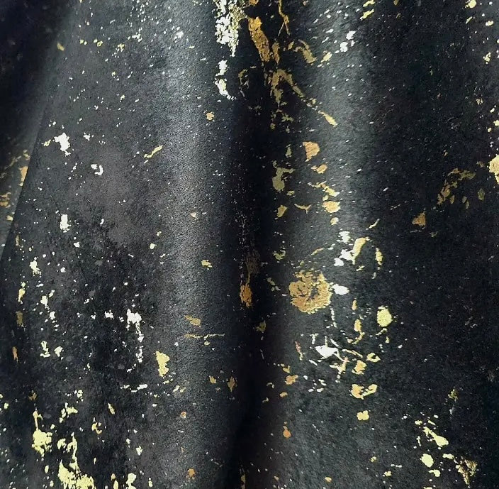 Set Draperii din Catifea negru cu inserții aurii, 300 x 250 cm , cu Rejansa multifuncționala, set15