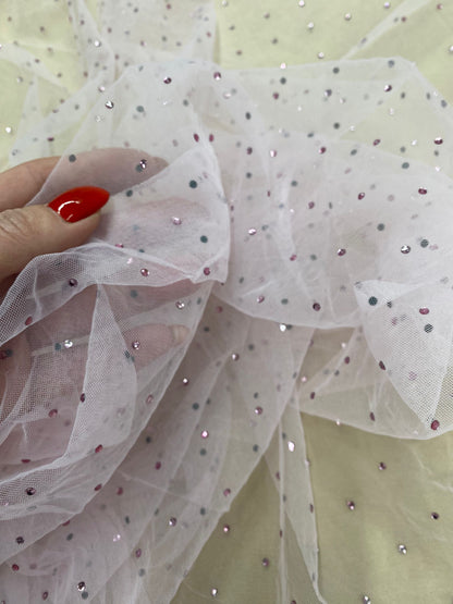 Tulle accesorizat cu strasuri, Roz Lila