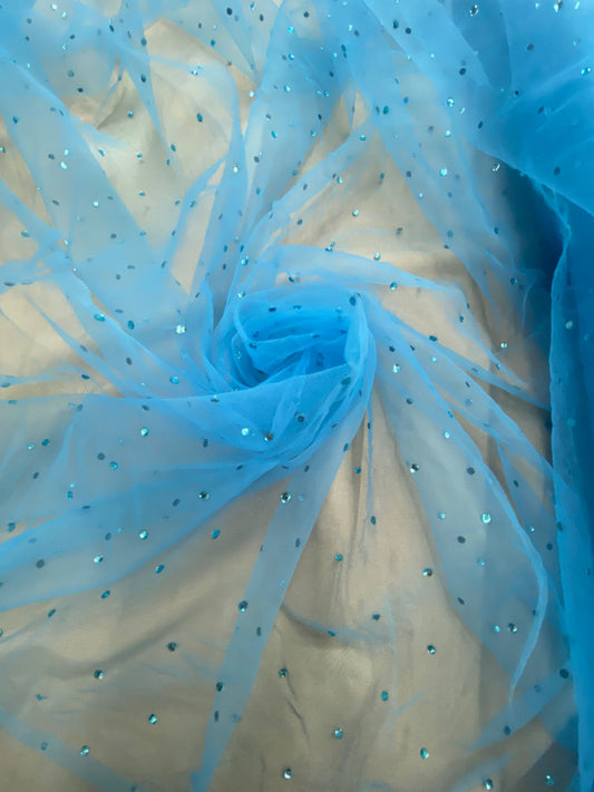 Tulle accesorizat cu strasuri, Blue