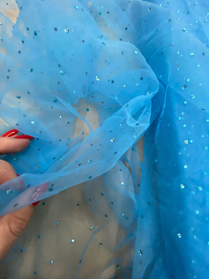 Tulle accesorizat cu strasuri, Blue