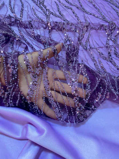Broderie accesorizata cu paiete si margele , Mov / MODEL EMEL