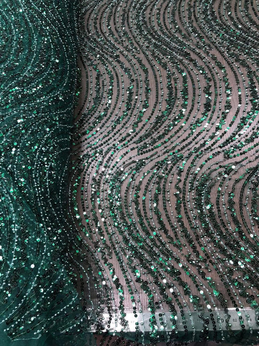 Broderie accesorizata cu paiete si margele, Verde / MODEL EMY