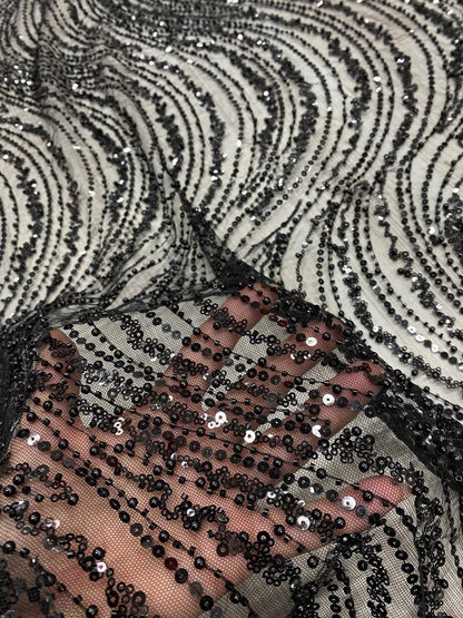 Broderie accesorizata cu paiete si margele, Negru - MODEL EMY