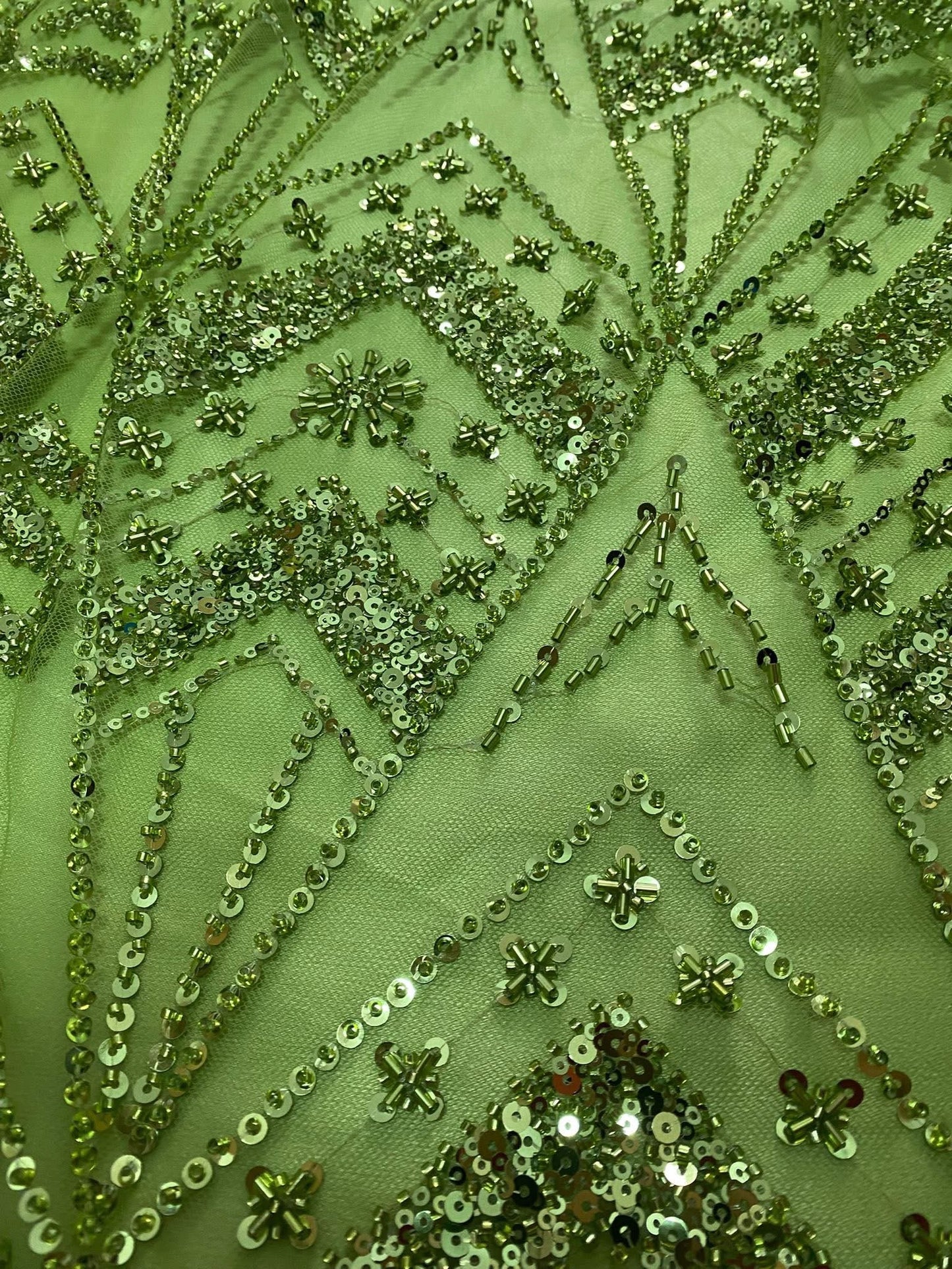 Broderie accesorizata cu paiete si margele, Verde Fistic - Model CICY