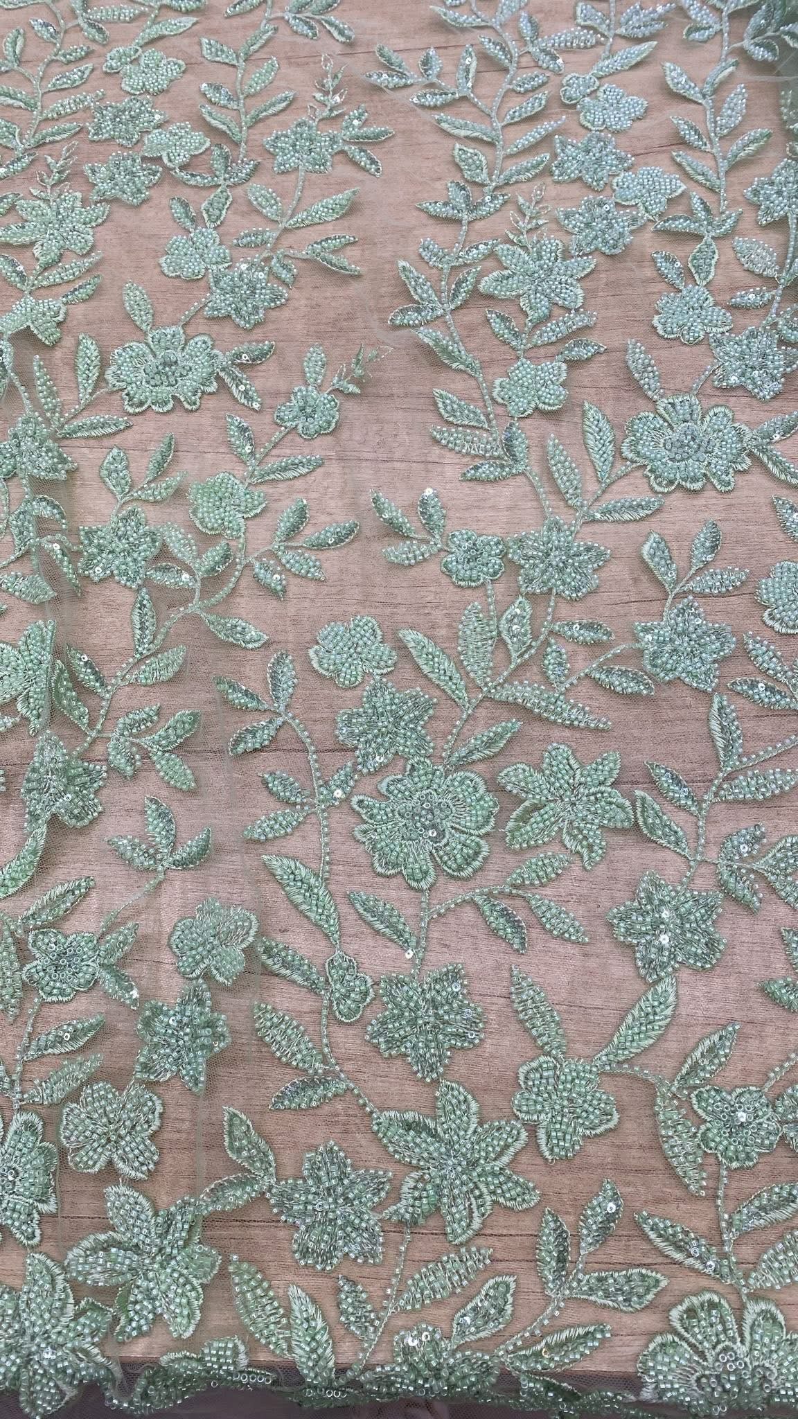 Broderie accesorizata cu margele tubulare, Verde Mint - MODEL ZEYNEP