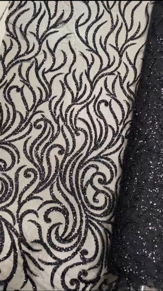 Broderie premium cu paiete si mărgele, Negru, model ELIF