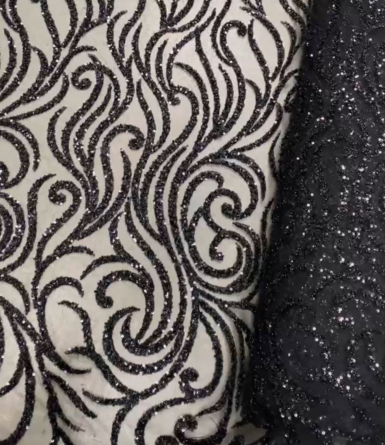 Broderie premium cu paiete si mărgele, Negru, model ELIF
