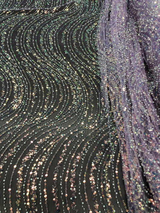 Broderie accesorizata cu paiete si margele, Mov Lila  / MODEL EMY