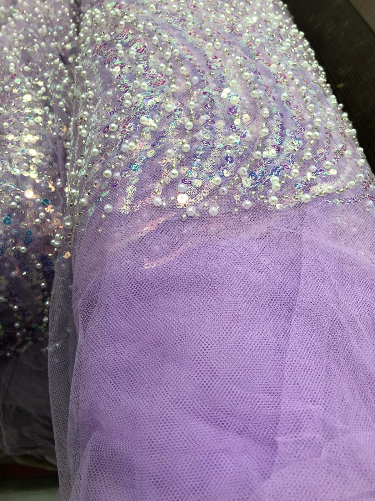 Broderie accesorizata cu paiete si margele, Mov Lila  / MODEL EMY