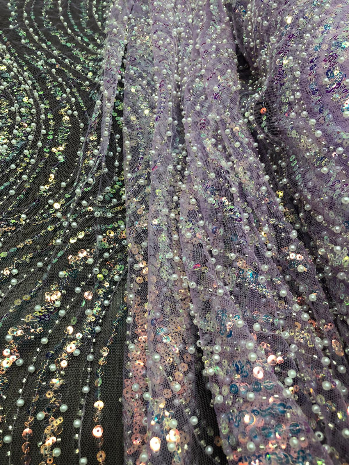 Broderie accesorizata cu paiete si margele, Mov Lila  / MODEL EMY