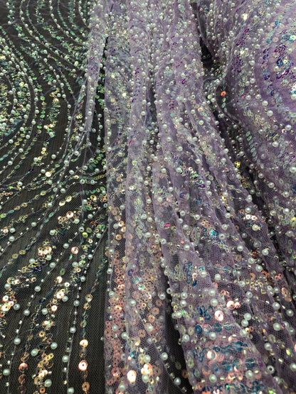 Broderie accesorizata cu paiete si margele, Mov Lila  / MODEL EMY