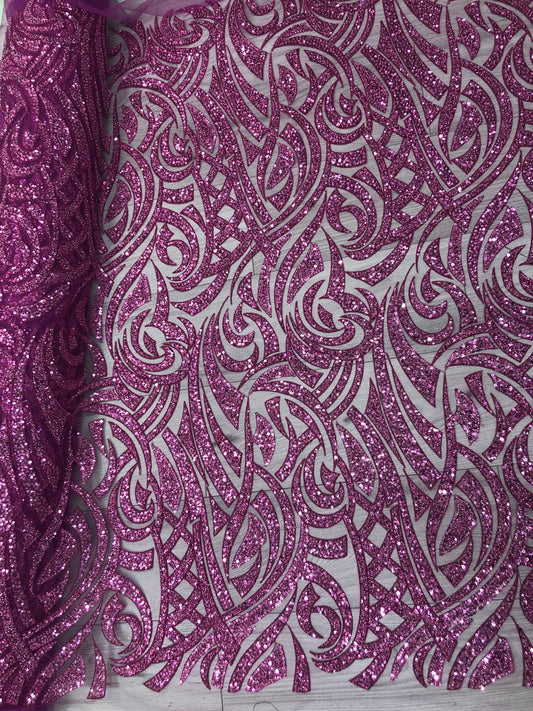 Broderie accesorizata cu paiete si margele, Roz Fuxia / MODEL SOFIA