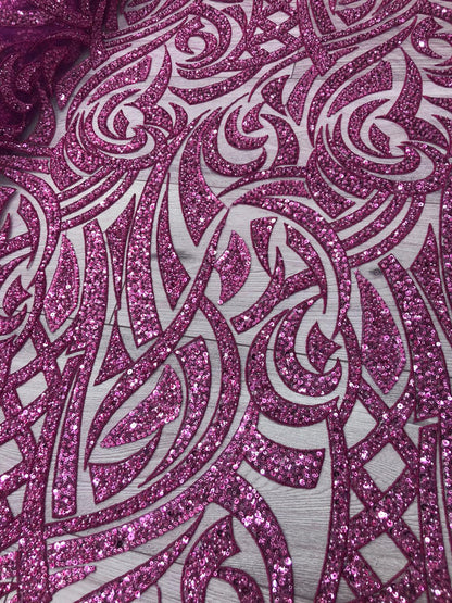 Broderie accesorizata cu paiete si margele, Roz Fuxia / MODEL SOFIA