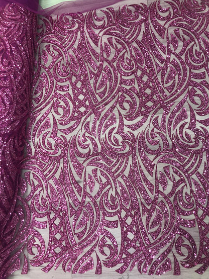 Broderie accesorizata cu paiete si margele, Roz Fuxia / MODEL SOFIA