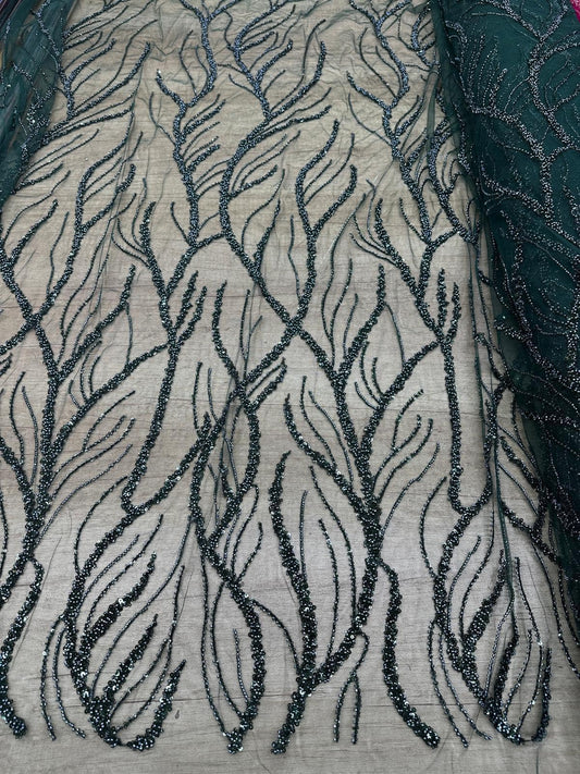 Broderie accesorizata cu paiete si margele ,Verde- MODEL SOFY