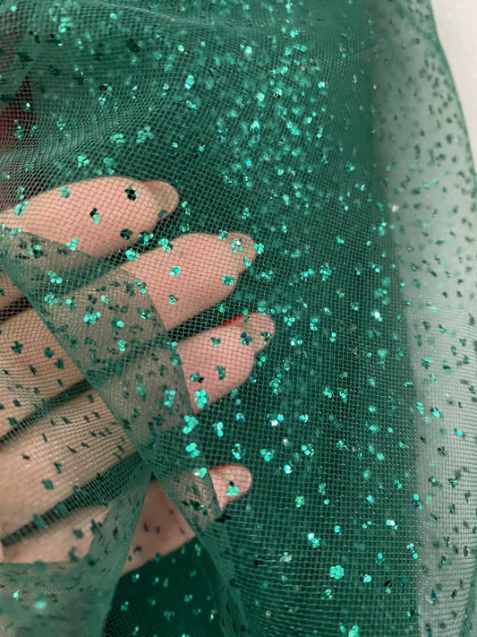 Tulle cu sclipici , Verde