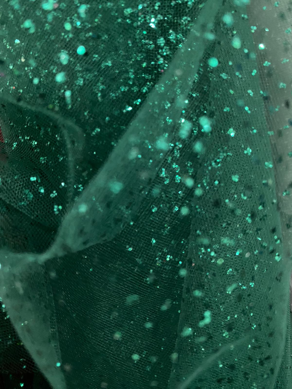 Tulle cu sclipici , Verde