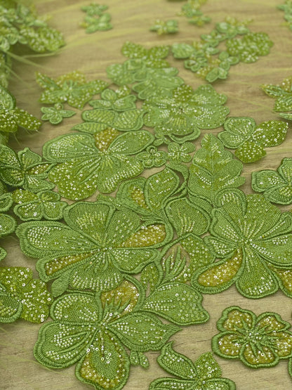 Broderie accesorizata cu paiete si margele , Verde Fistic - MODEL MELLY